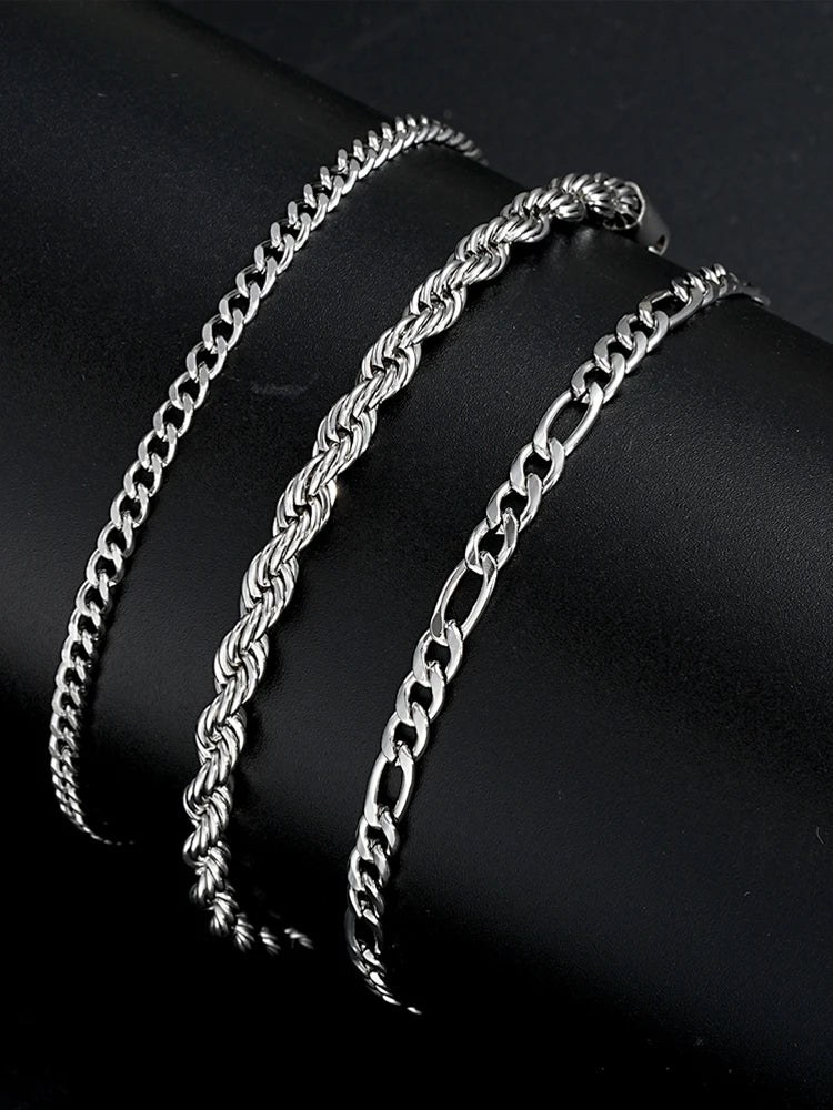 Stainless Steel Cuban Chain Bracelet Set for Men - Smarsty