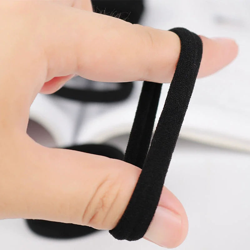 50Pcs Black Hair Ties Seamless No Damage Thick Hold - Smarsty