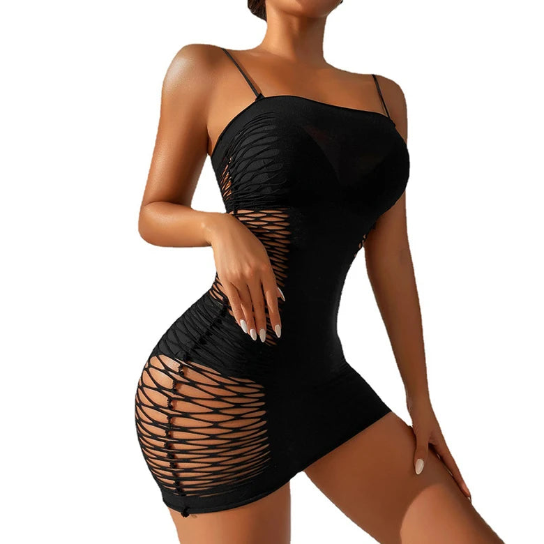 Sexy Sleeveless Bodycon Mini Dress Women Spaghetti Strap Party Nightclub Slim Evening Dresses Ladies Plus Size Hollow Clubwear - Smarsty