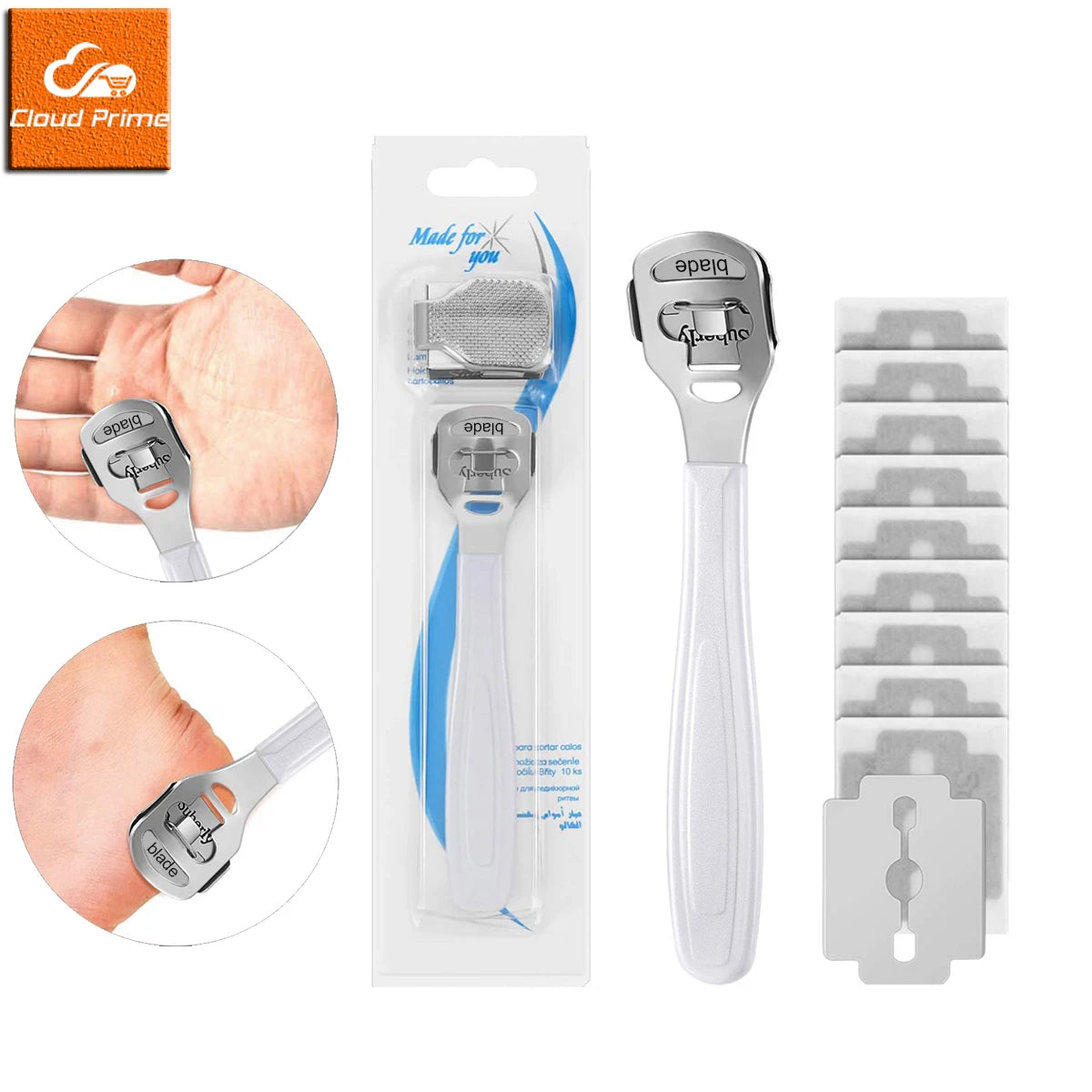 Foot Callus Shaver Heel Hard Skin Remover Hand Feet Pedicure Razor Tool Shavers Stainless Steel Handle 10 Blades Foot Care Tools - Smarsty