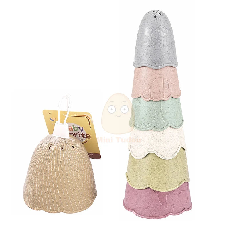 Baby Toys Stacking Cup Cartoon Early Educational Learning Color Number Nesting Sorting Bath Shower Play Water Sand Game For Kids - Smarsty