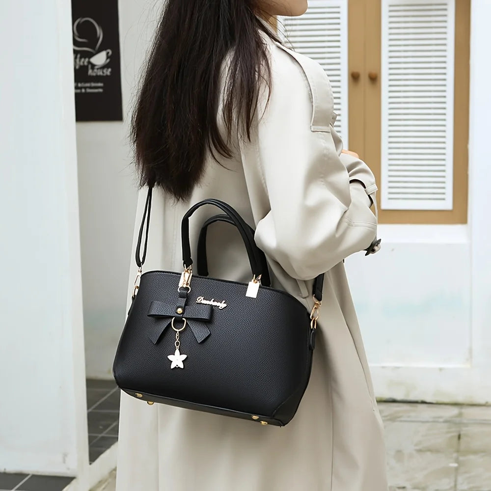 Elegant Bowknot Shoulder Bag With Multiple Compartments - Smarsty