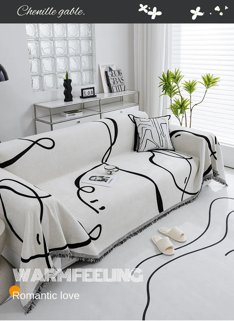 Black Chenille Sofa Cover for Dust Protection - Smarsty