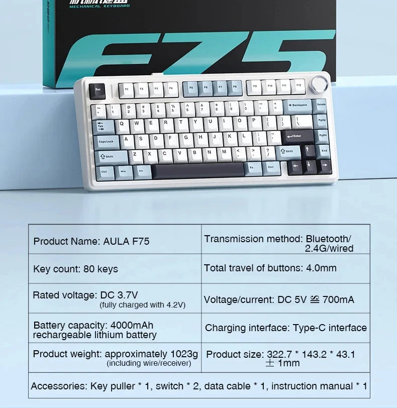 Gaming Mechanical Keyboard 75 Percent RGB Gasket Structure