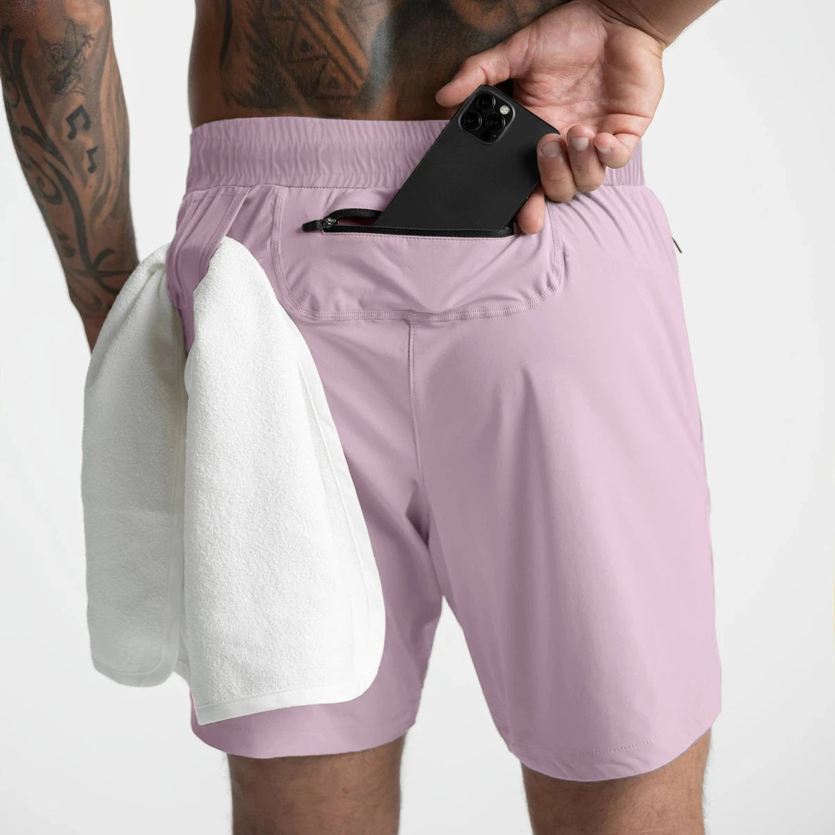 2024 Men's Running Shorts Single-Layer Woven Quick Dry Gym Solid Color Fitness Sports Casual Workout Sportswear Fifth Pants New - Smarsty