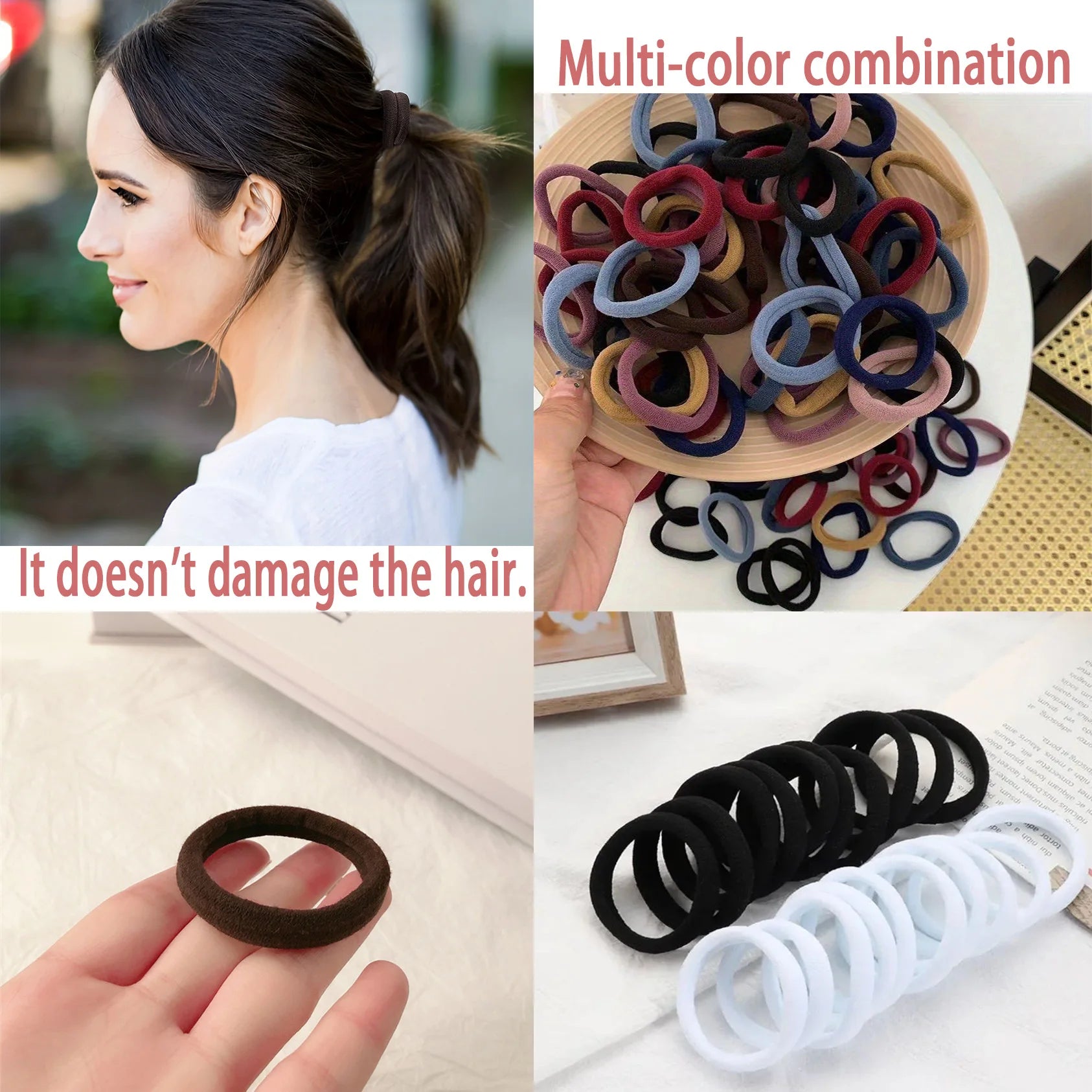 High Elastic Nylon Hair Bands 100 Pack Soft No Damage - Smarsty