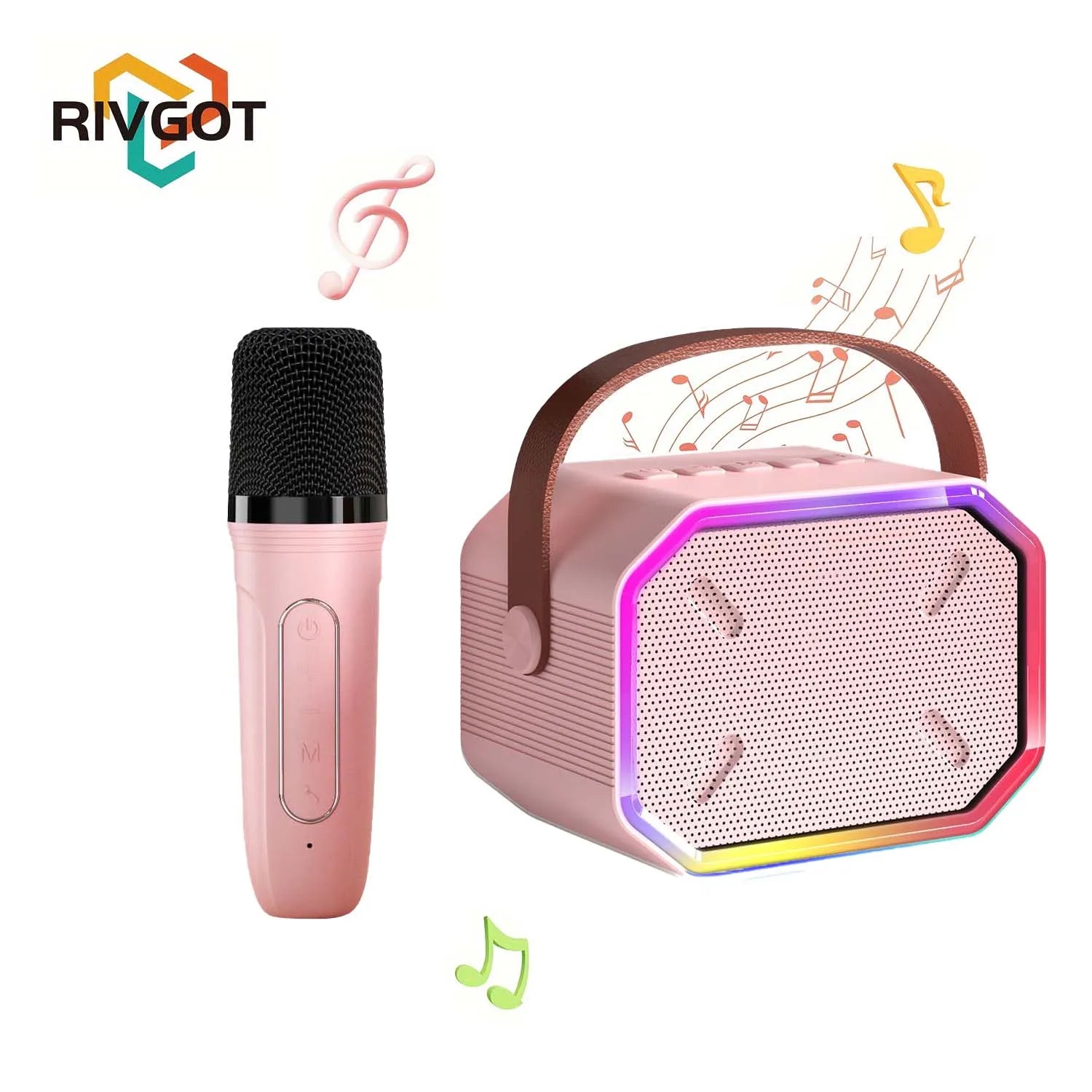 Mini Karaoke Machine for Kids Portable Karaoke Machine Bluetooth Wireless Microphones LDE Light Toys Gifts for Girls Boys - Smarsty