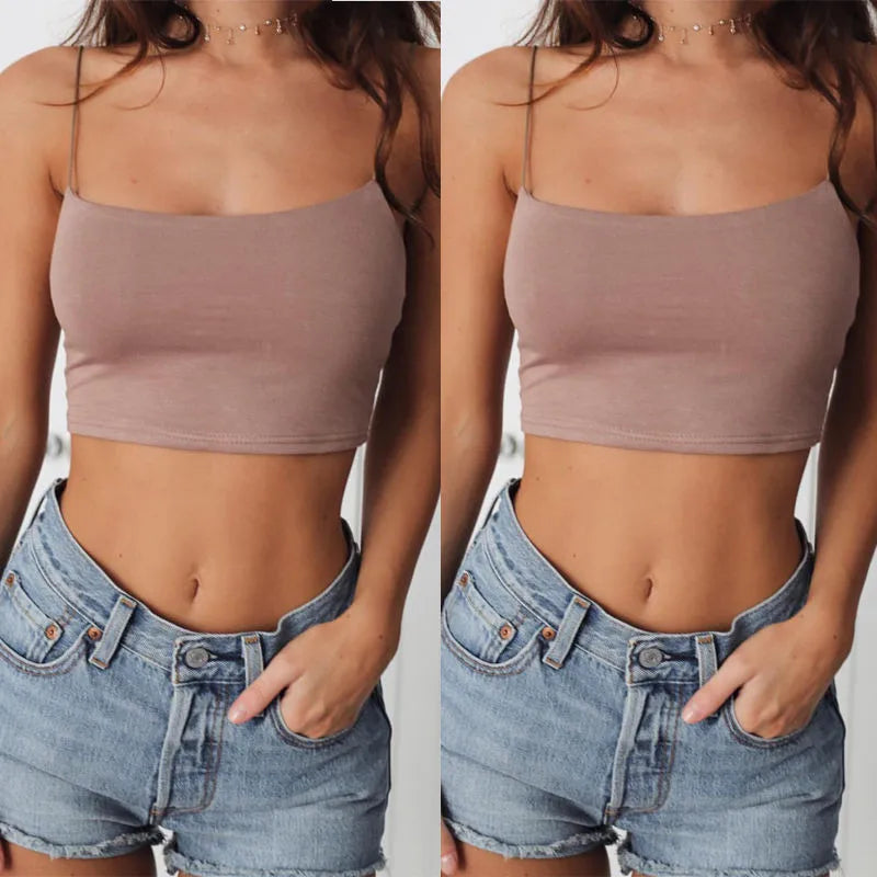 Sexy Tank Top Black Halter Crop Tops Women Summer Camis Backless Camisole Fashion Casual Tube Top Female Sleeveless Cropped Vest - Smarsty