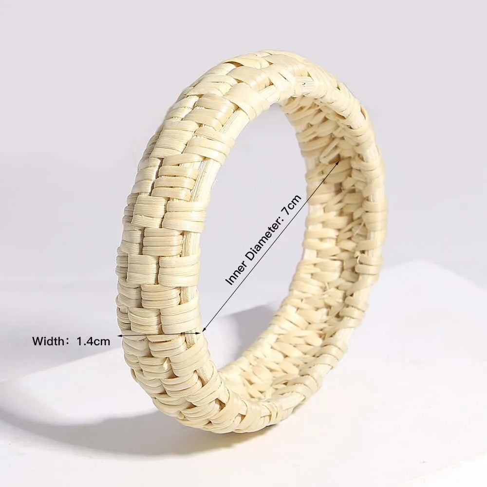Boho Bamboo Rattan Weave Bracelet for Women - Smarsty