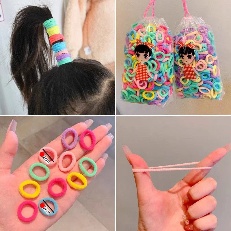 200 Pack Nylon Hair Bands Colorful Gentle No Damage - Smarsty