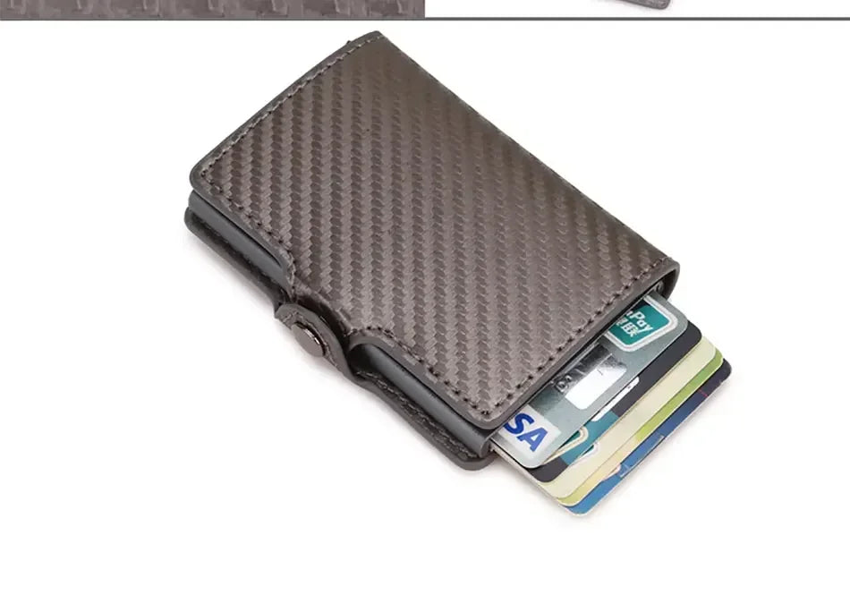 Carbon Fiber Rfid Blocking Men ID Credit Card Holders Wallet Leather Metal Business Bank CreditCard Cardholder Case Carteras