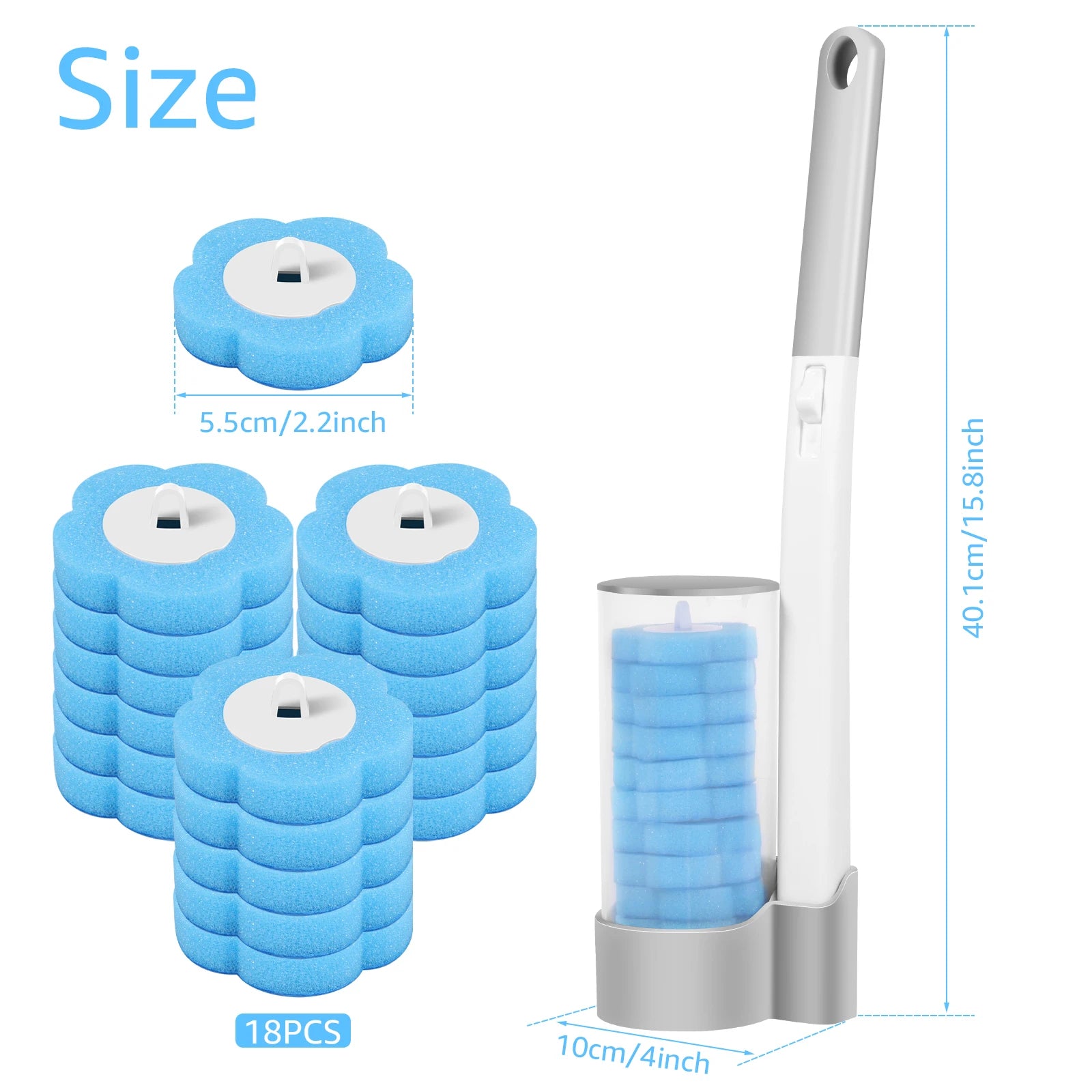 18/36Pcs Toilet Brush With Disposable Replacement Head Kits Upgrade Long Handle Bathroom Cleaning Brush For Home Wc Accessories - Smarsty