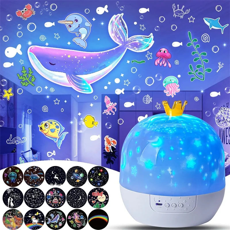Crown Star Light Projection Night Lamp for Kids - Smarsty