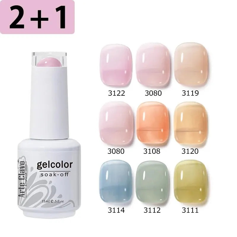Arte Clavo 3pcs Nude Pink Jelly Gel Polish Set - Smarsty