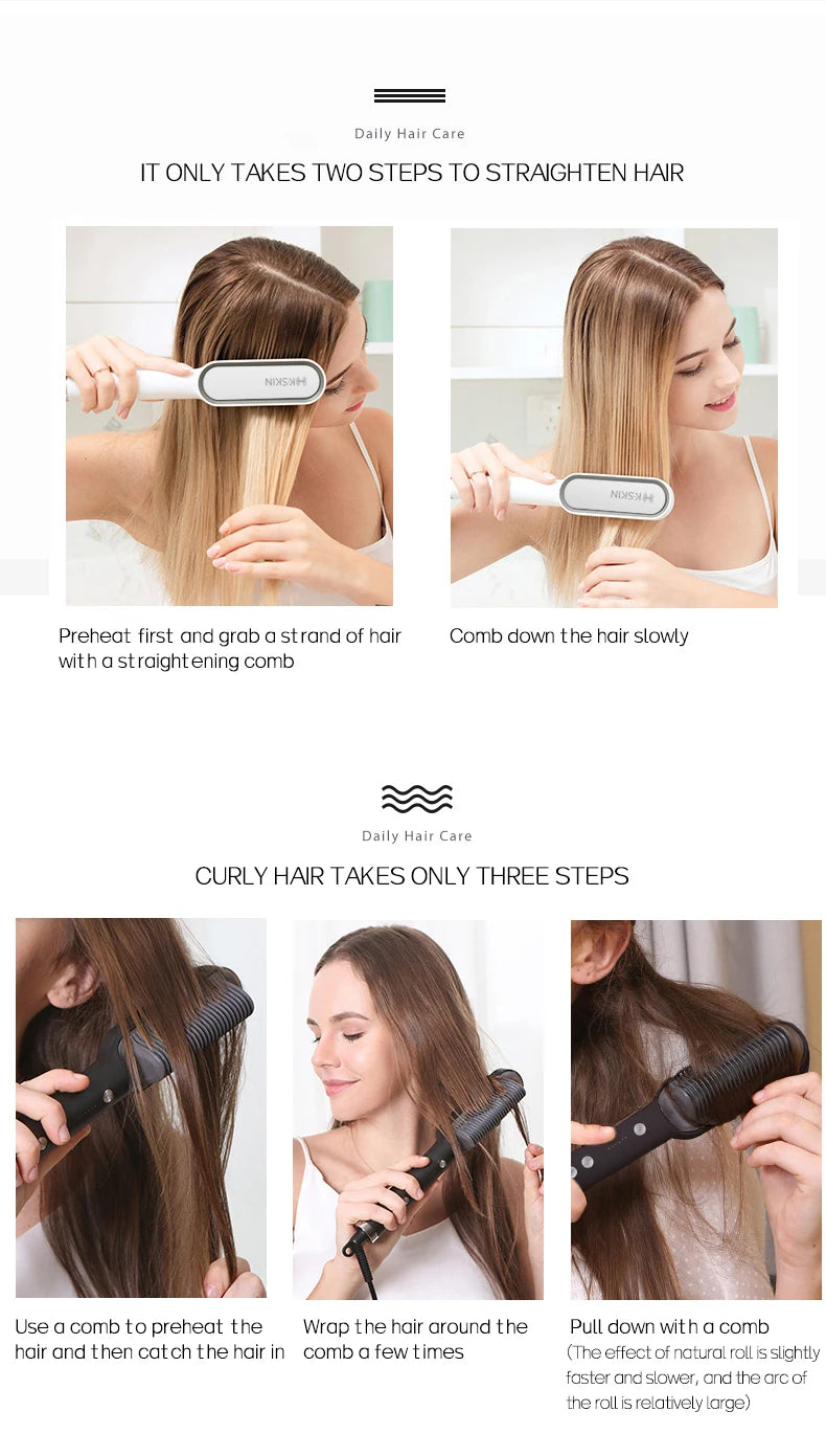 KSKIN 2 in 1 Hair Straightener Brush for Smooth Styling - Smarsty