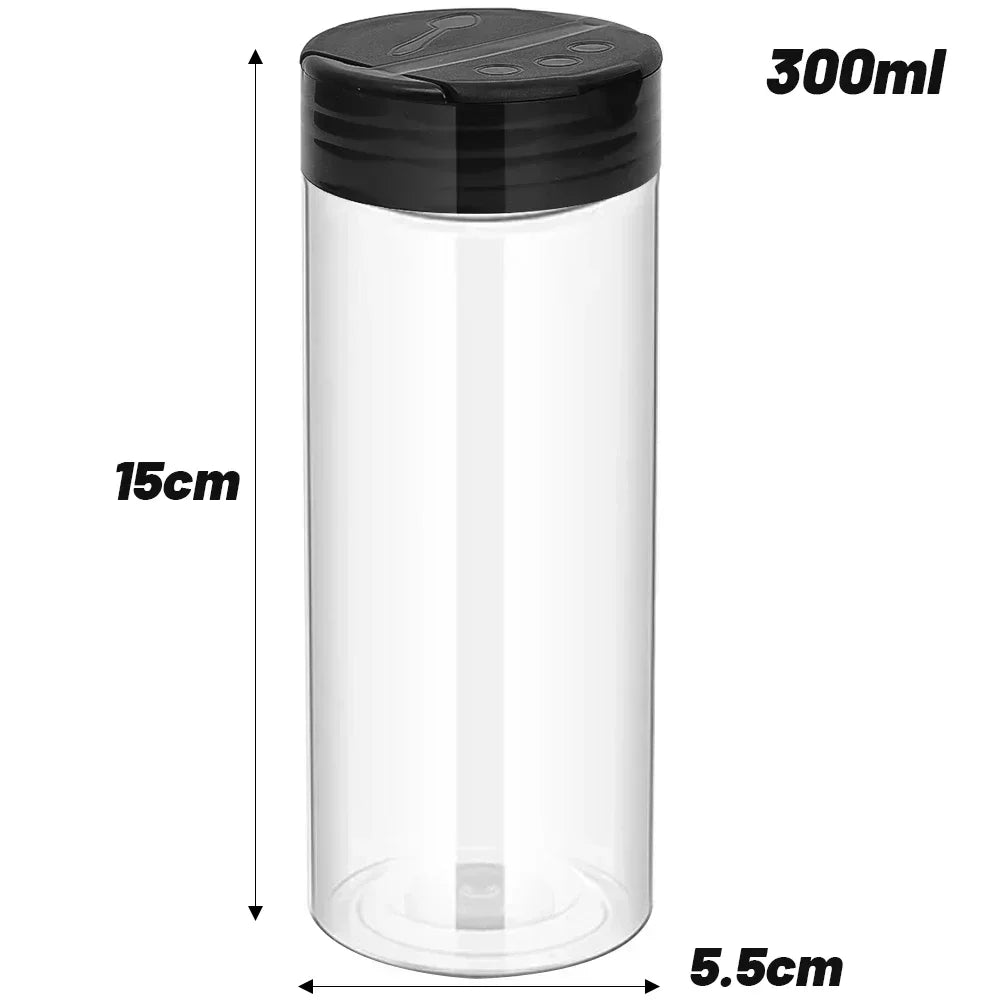 1/12x Plastic Spice Jars with Shaker Lids Transparent Safety Plastic Bottles for Home Kitchen Storing Spices Seasoning Powders by Smarsty