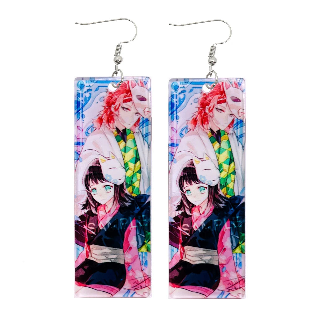 Acrylic Tanjiro Earrings for Women Anime Cosplay Jewelry - Smarsty