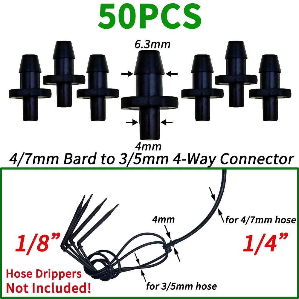 Oasis 50PCS Plastic Barbed Tee Connectors for Drip Irrigation - Smarsty