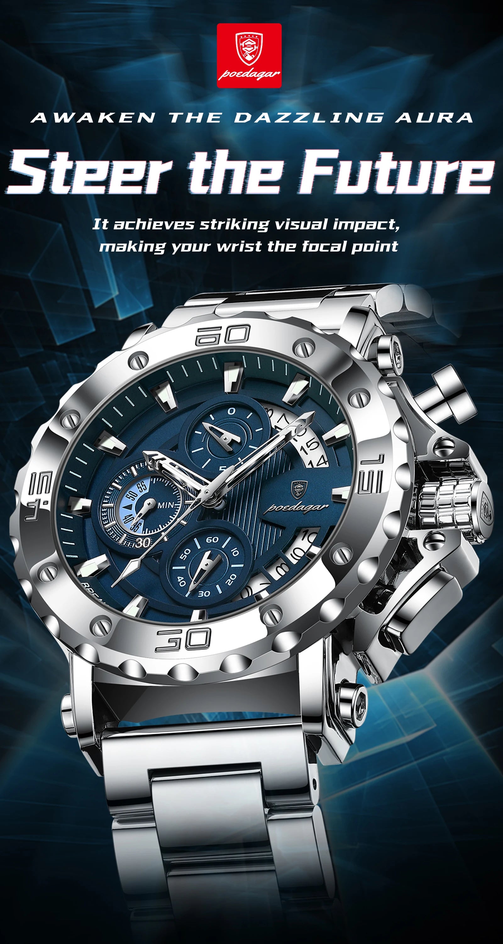 Luxury Waterproof Men's Chronograph Watch with Calendar - Smarsty