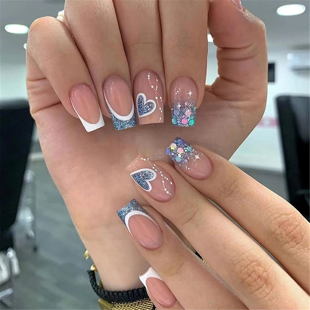 24PCS Short Pink French Press On Nails for Easy Glam - Smarsty