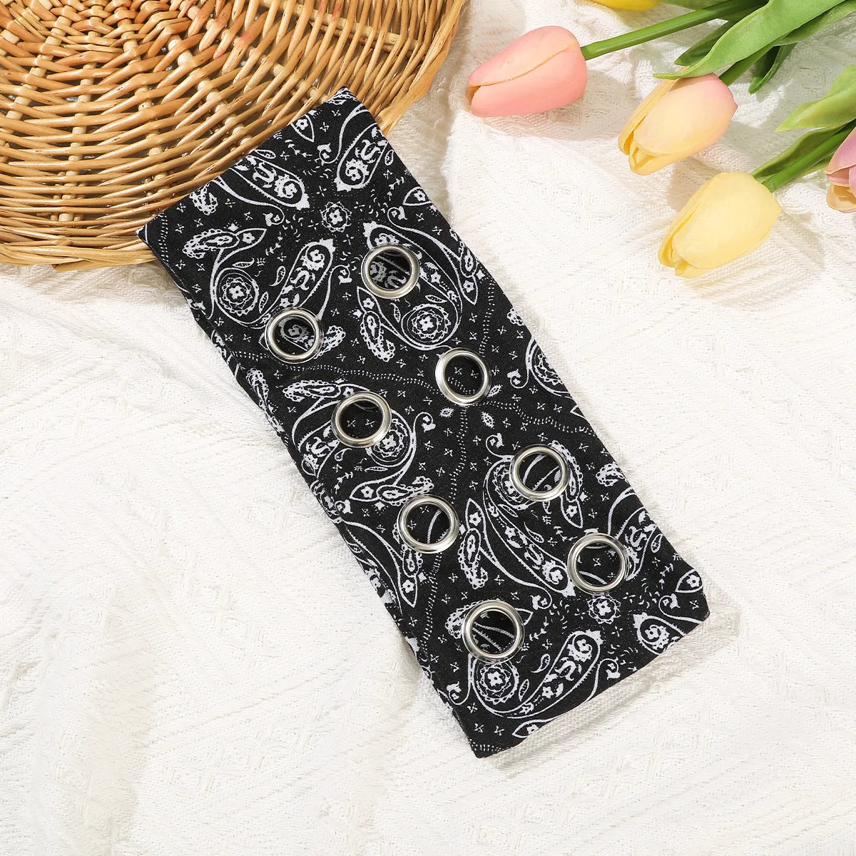 Punk Grunge Wide Elastic Headband Stretchy Metal Look - Smarsty