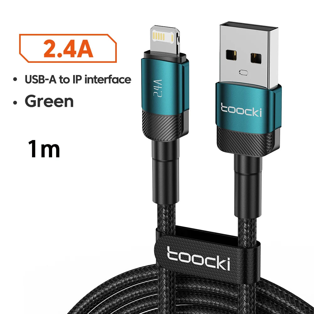 Toocki USB Cable For iPhone 14 13 12 Pro Max X XS XR 8 7 Plus iPad Fast Charging Charger Aluminum iP Cable For iPhone Data Cord - Smarsty