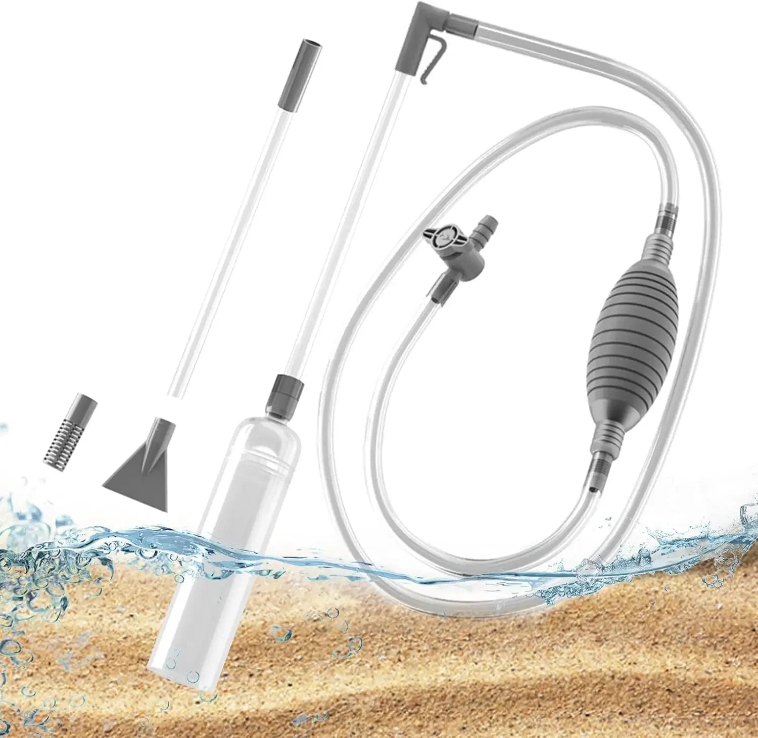 Siphon Pump with Filter Nozzle Fish Tank Water Changer Air Pump Cleaning Accessorie Handheld Aquarium Gravel Cleaner Vacuum Tool - Smarsty