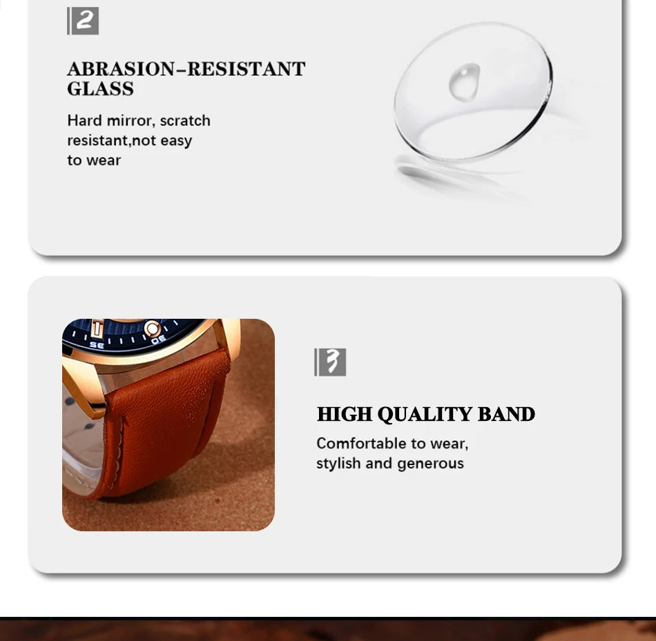 Luxury Men's Quartz Watch Set with Brown Leather Band - Smarsty