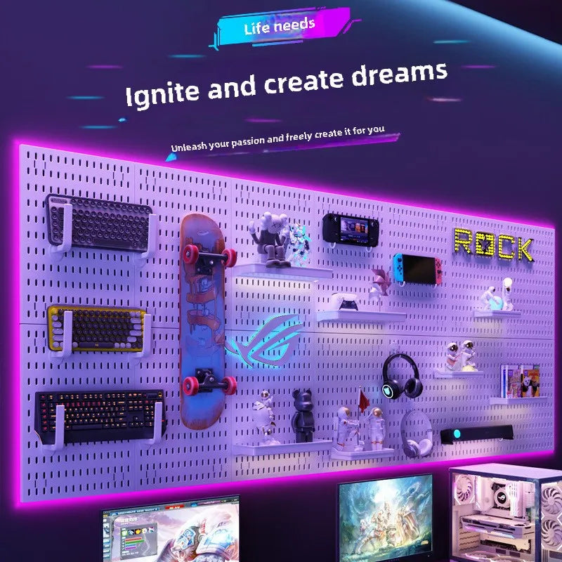 Punch-free Hole Board Vertical Desktop Wall Hanging Office Desk Storage Shelf Reading Room Desktop kitchen Bathroom Storage Rack by Smarsty