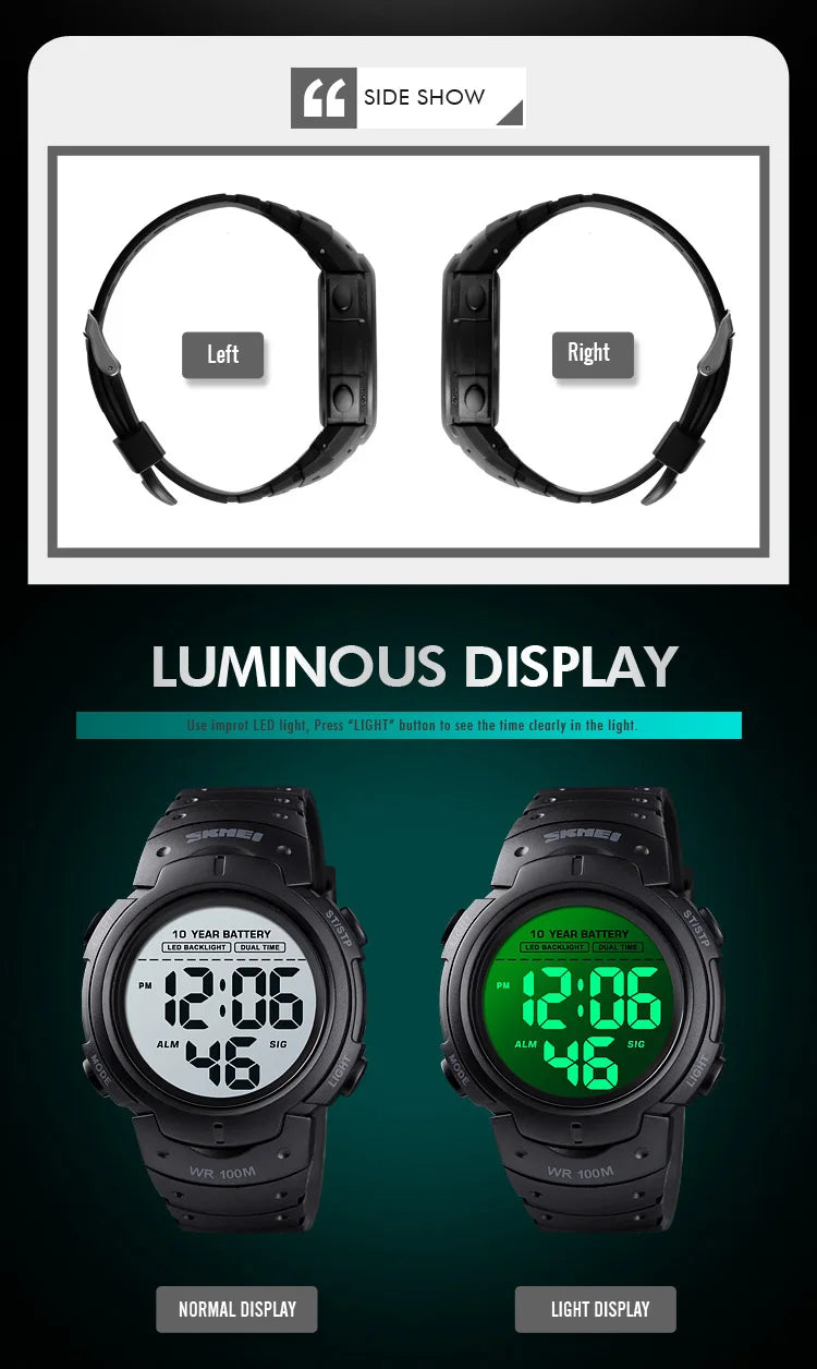 Waterproof Digital Sport Watch with 10 Year Battery Life - Smarsty