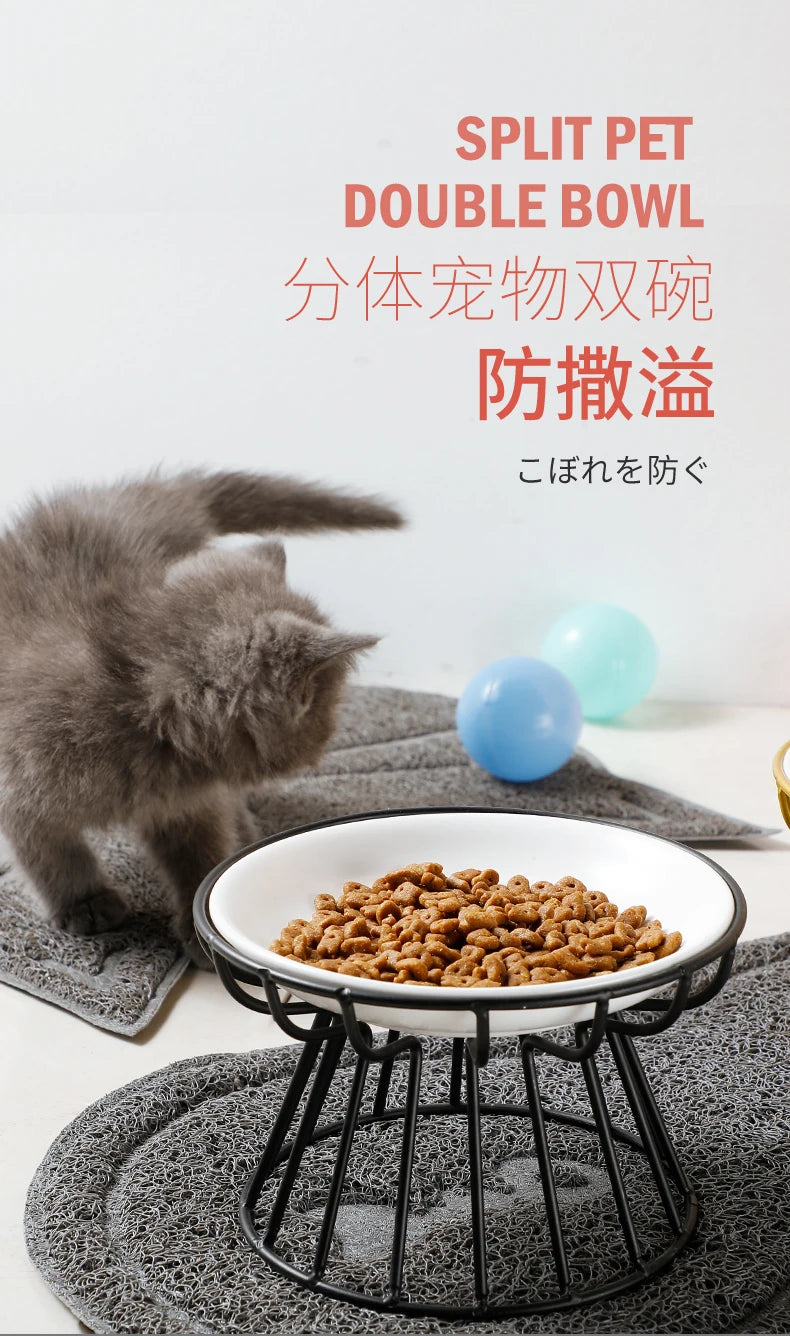 Ceramic Raised Pet Bowl for Cats and Dogs - Smarsty
