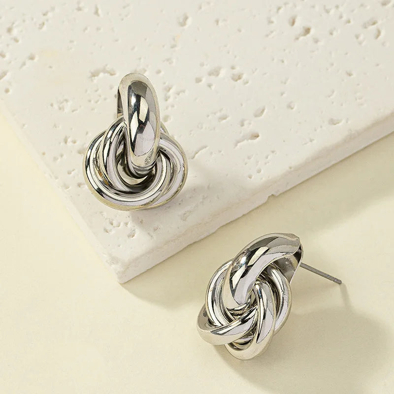 Geometric Striped Large Ear Buckle Earrings for Women - Smarsty