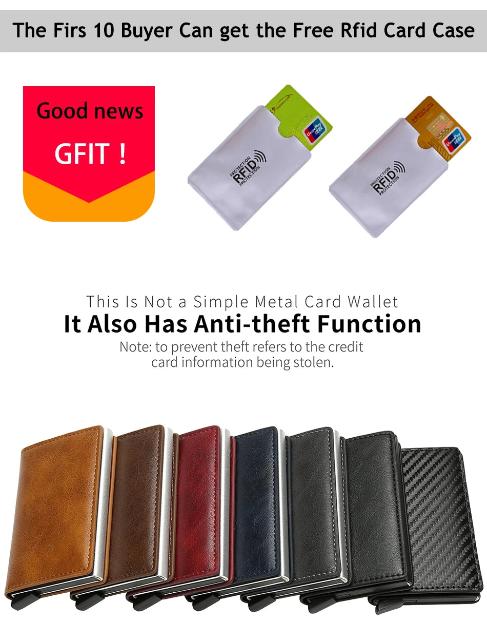 Anti Rfid Carbon Fiber ID Credit Card Holder Men Wallets Mini Automatic Pop up Bank Cardholder Case Minimalist Vallet Choice