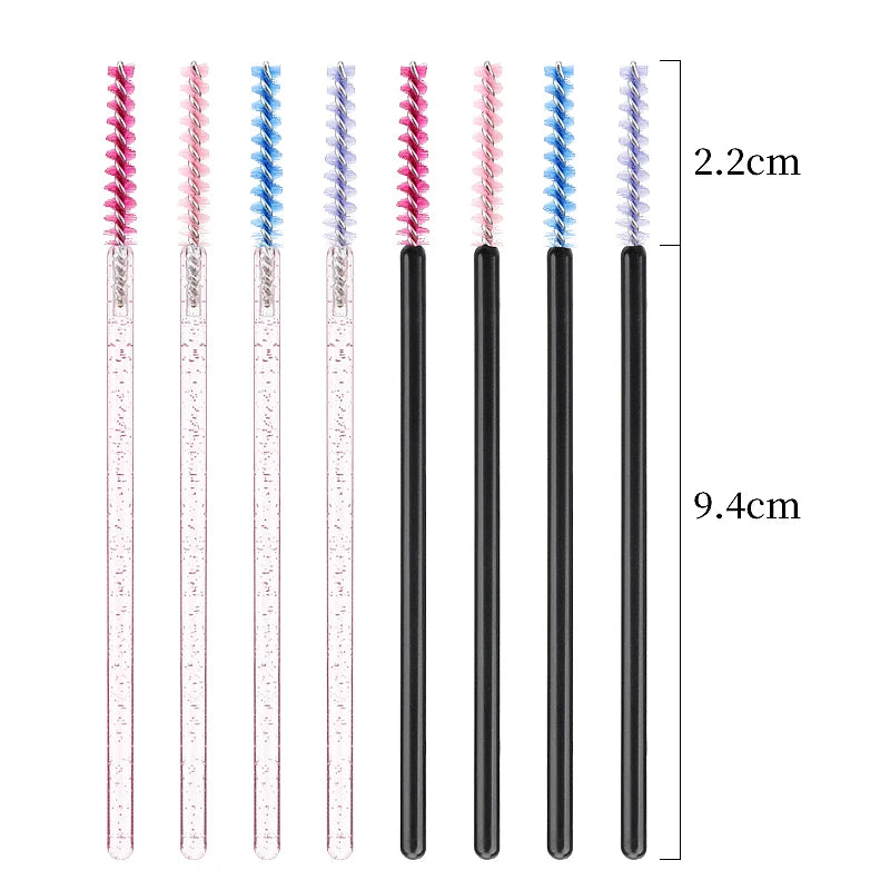 50 Pcs Disposable Eyelash Brushes with Diamond Handles - Smarsty