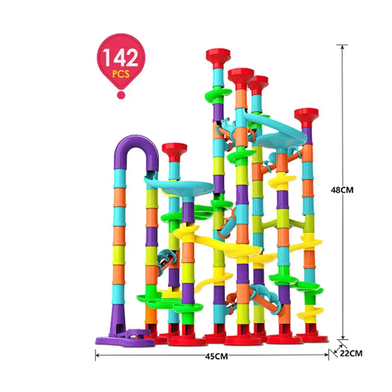 Marble Run Race Track Building Blocks Kids 3D Maze Ball Roll Toy DIY Marble Run Race Coaster Set 80/105/109/133pc Christmas Gift - Smarsty