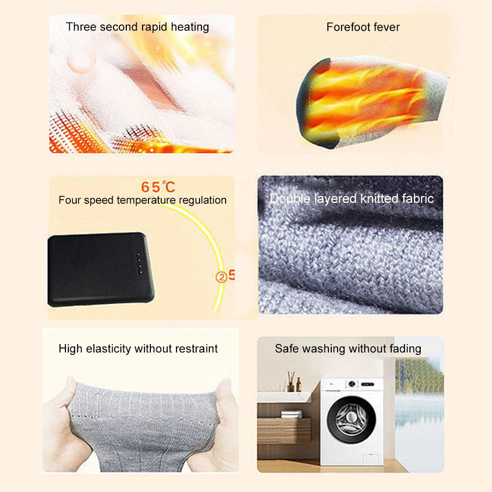 Electric Heating Socks 3 Mode Rechargeable Anti-Cold Thermal Heated Foot Warmer For Outdoor Camping Ski Sport Winter(no battery)