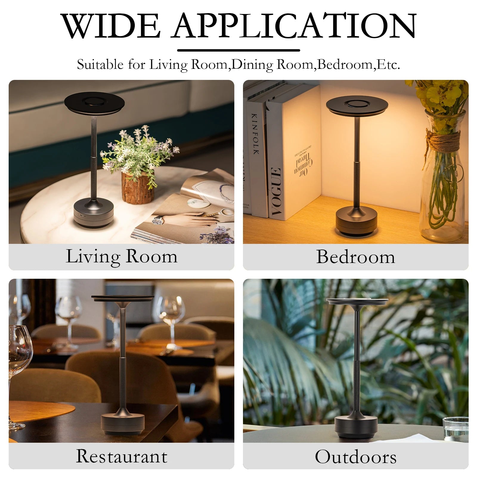 Rechargeable Wireless Table Lamp LED Touch Sensor Desktop Night Light Reading Lamp for Restaurant Hotel Bar Bedroom Decor Light