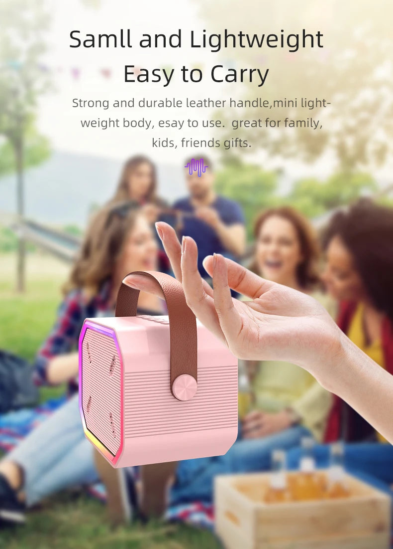 Mini Karaoke Machine for Kids Portable Karaoke Machine Bluetooth Wireless Microphones LDE Light Toys Gifts for Girls Boys - Smarsty