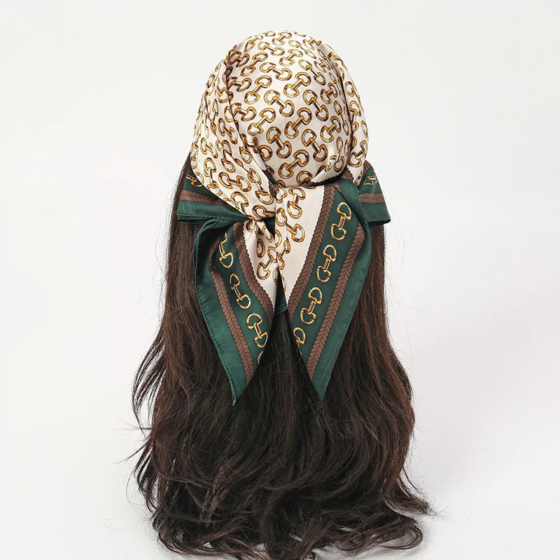 Luxury Silk Satin Headscarf for Women with Plaid Print - Smarsty