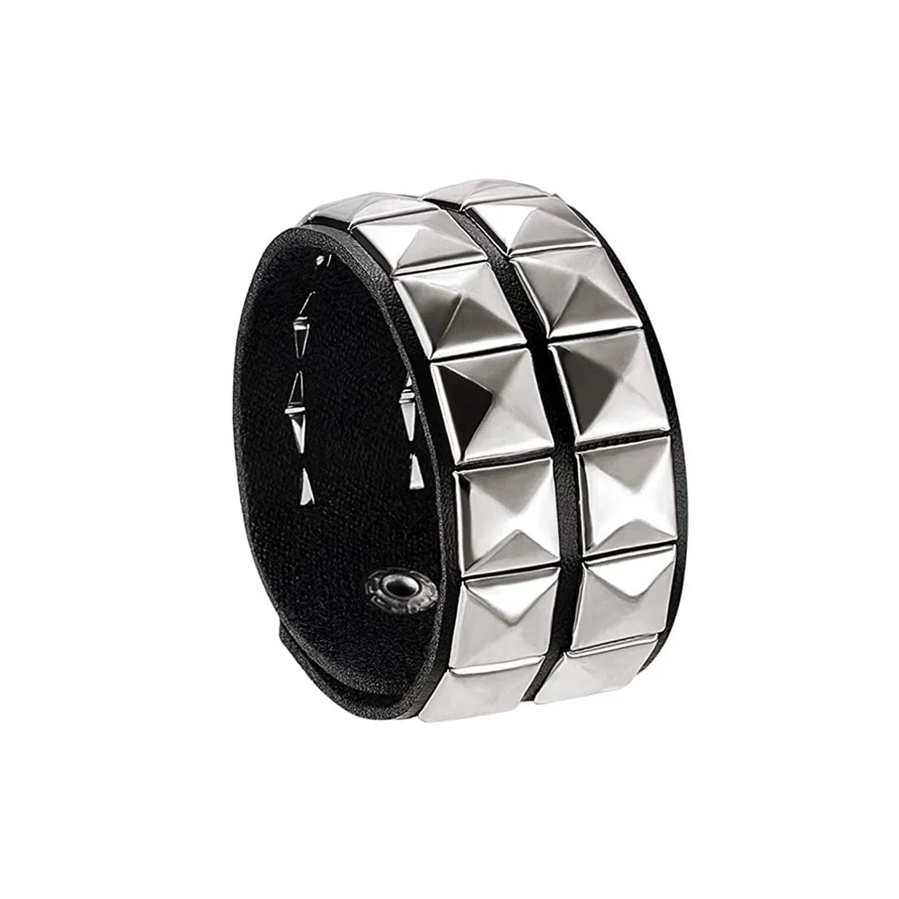 Unisex PU Leather Punk Bracelet With Spikes And Skull - Smarsty