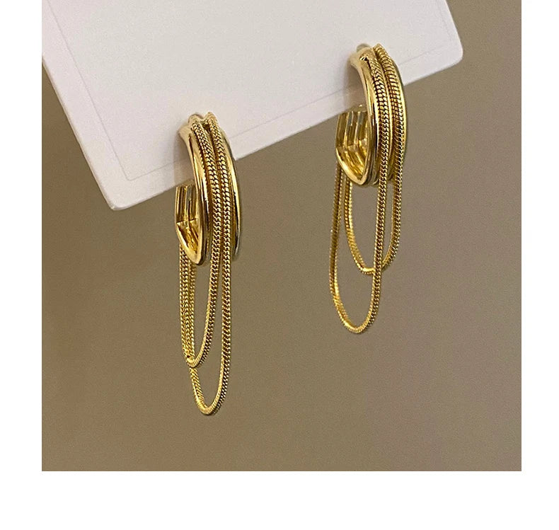 Metal Geometric Tassel Earrings for Women's Wedding Accessories - Smarsty