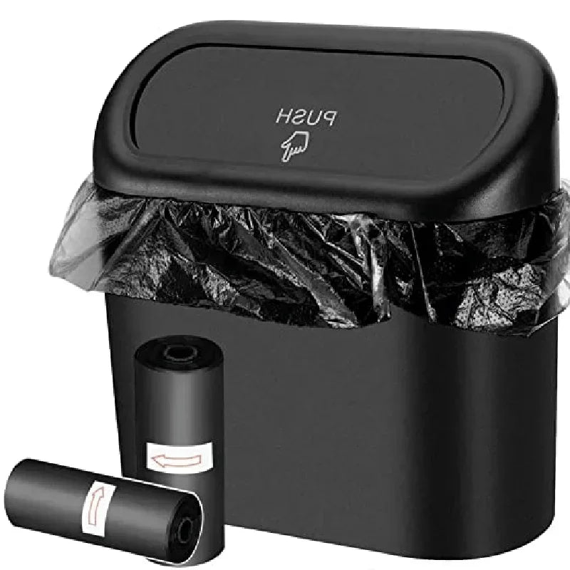Car Trash Can (with Lid) Contains 60 (300) Garbage Bags, Small Car Trash Can, Leak-proof Mini Car Accessories - Smarsty