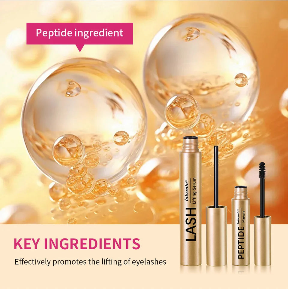 Lash & Brow Set Eyebrow Eyelash Growth Serum Peptide Mascara Eyelash Eyebrow Longer Fuller Thicker Curling Lash Eye Care Makeup