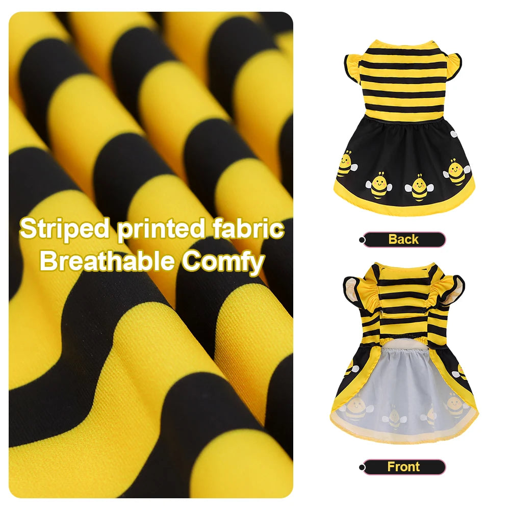 Cute Bee Dog Dress for Halloween and Parties - Smarsty