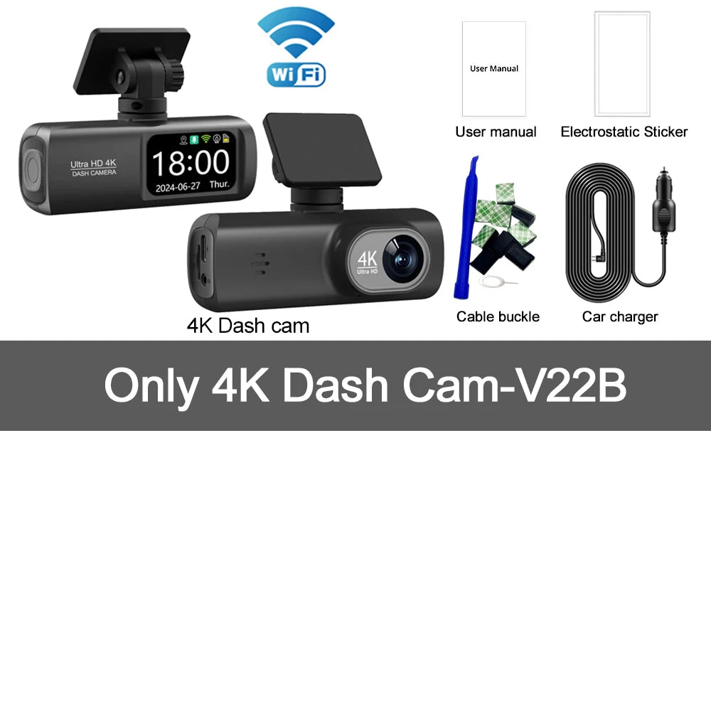 4K Dash Cam With WiFi Dual Lens GPS Parking Monitoring - Smarsty