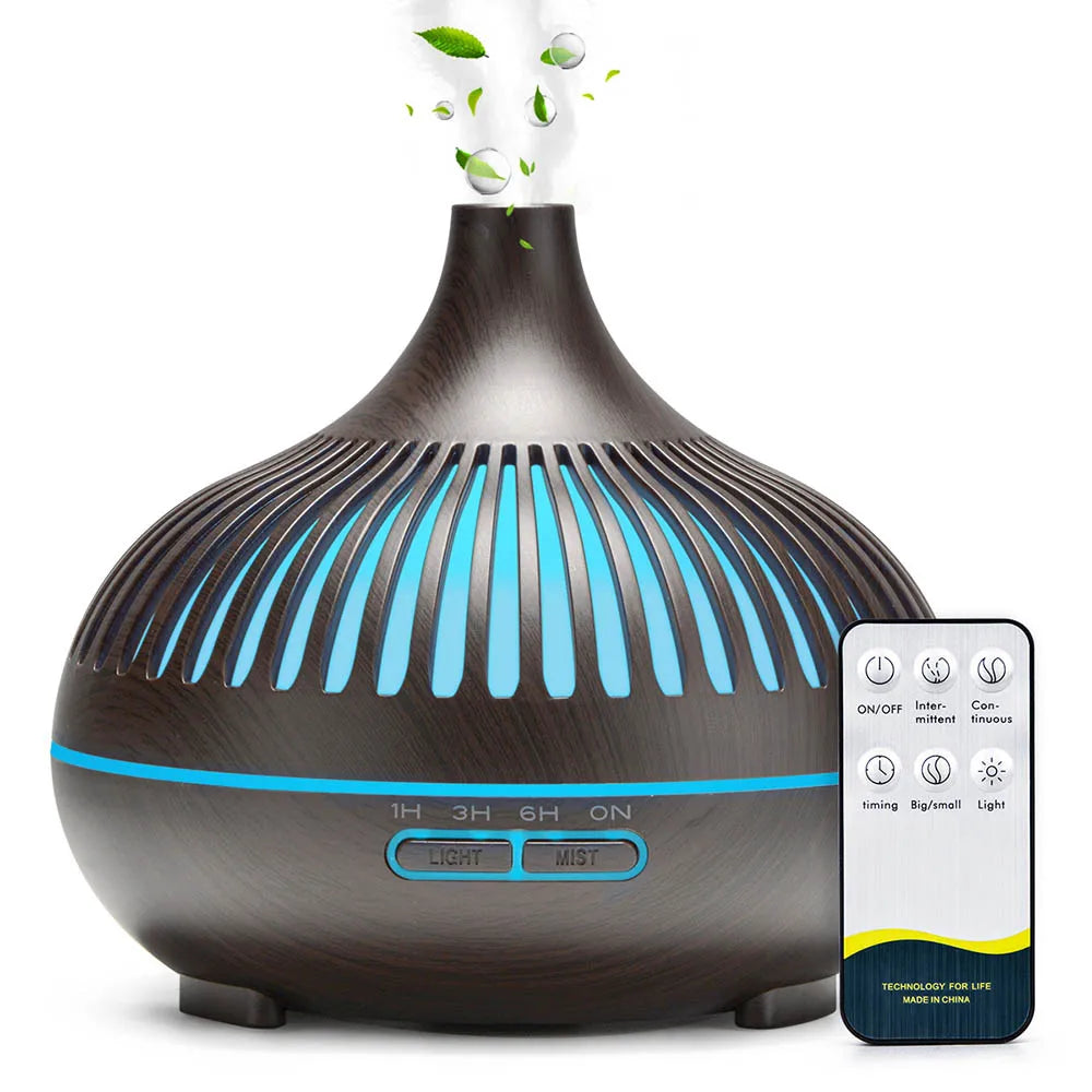 Wood Grain Aromatherapy Essential Oil Diffuser with Remote Control - Smarsty