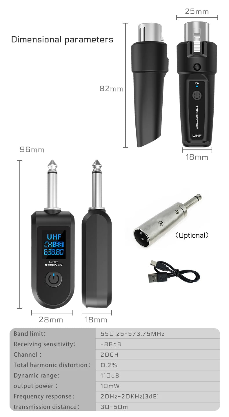 Wireless Microphone System with XLR and 6.5 Transmitter - Smarsty