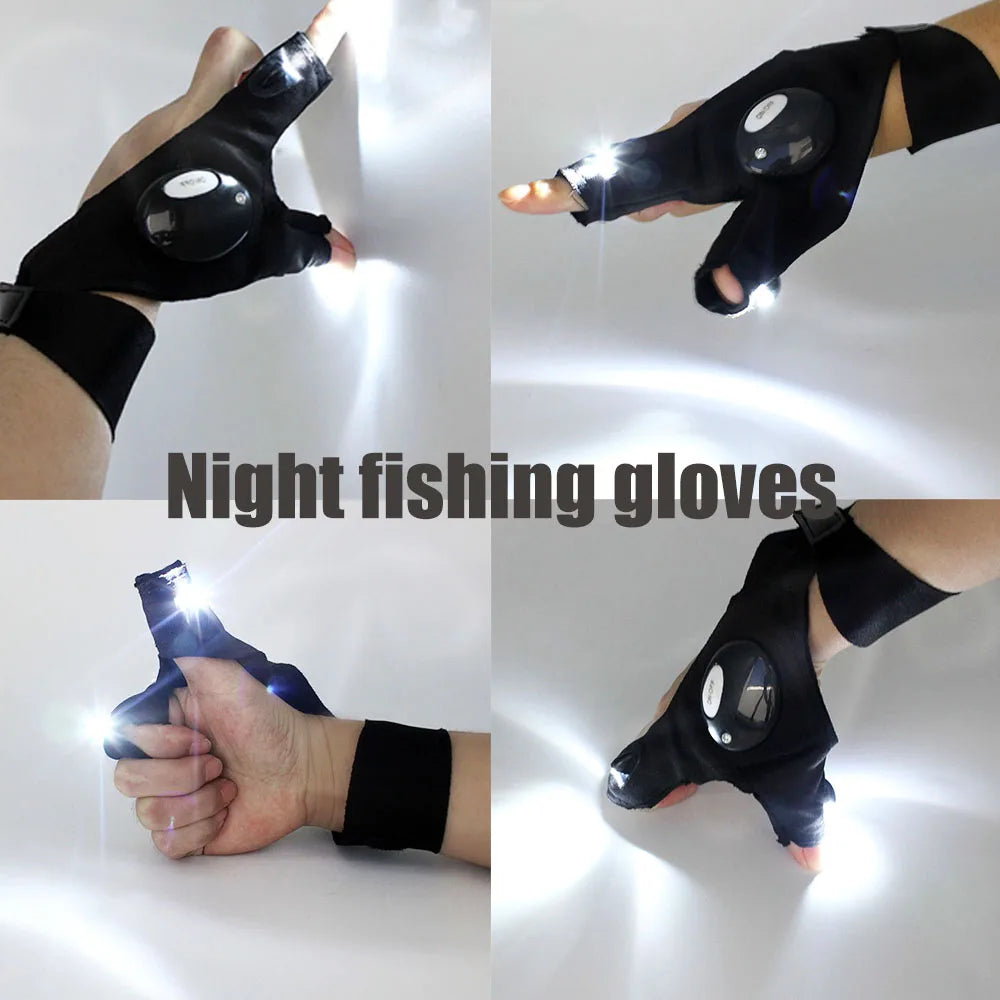 Cycling Gloves With Lights Gloves for Fishing Equipment Accessories Glove With Led Fingerless Light Fingers Mittens Apparel - Smarsty