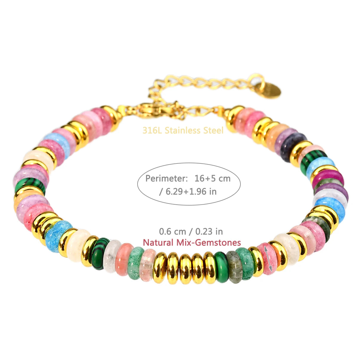 Colorful Natural Stone Beaded Bracelet for Women - Smarsty