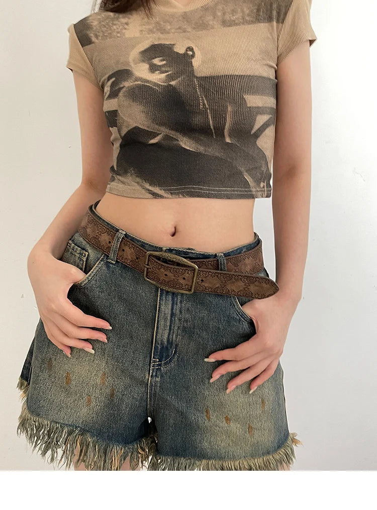 Y2K Retro Women Belt Casual PU Leather Brown - Smarsty